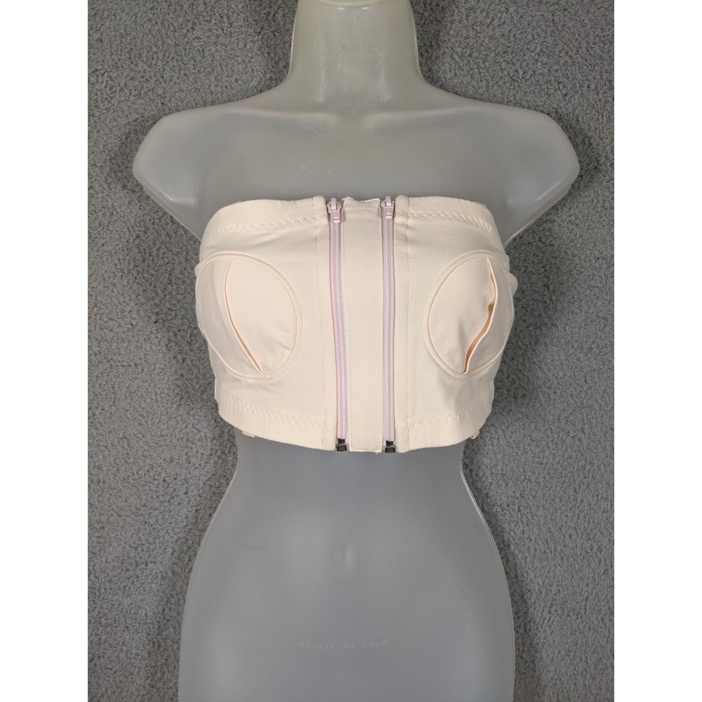 Simple Wishes Adjustable Hands Free Pumping Bra XS-L Beige Cotton Nursing Mom
